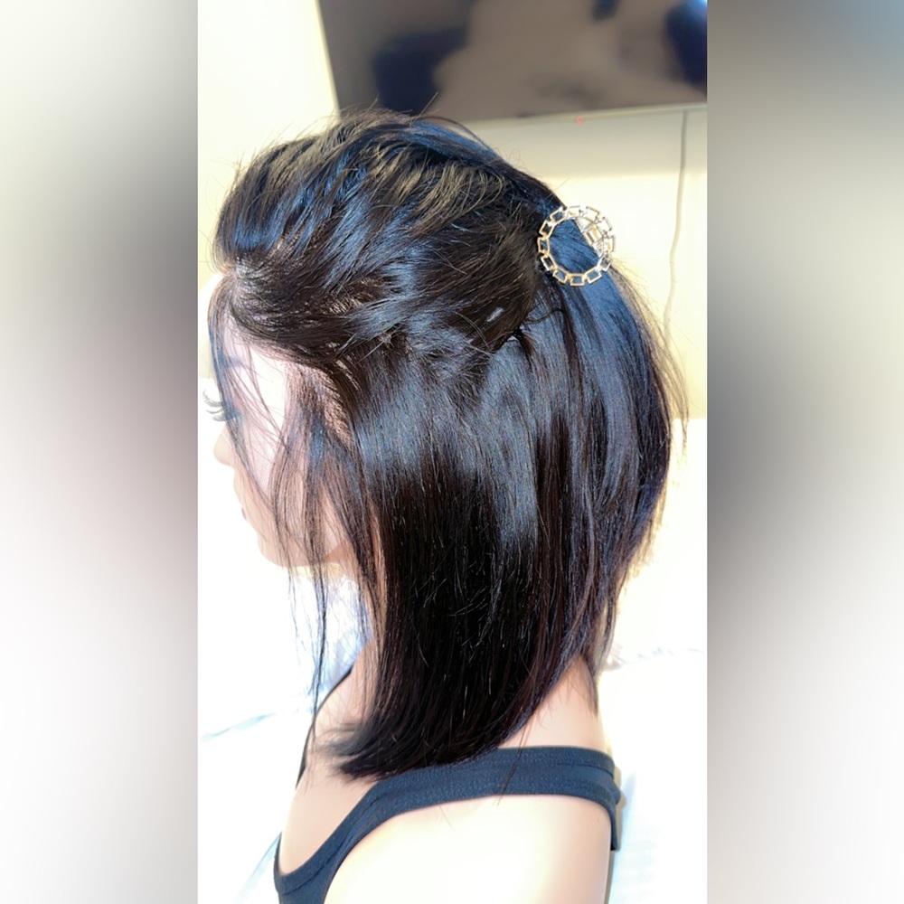 12” Human Hair Bob Wig - Picture 3 of 16
